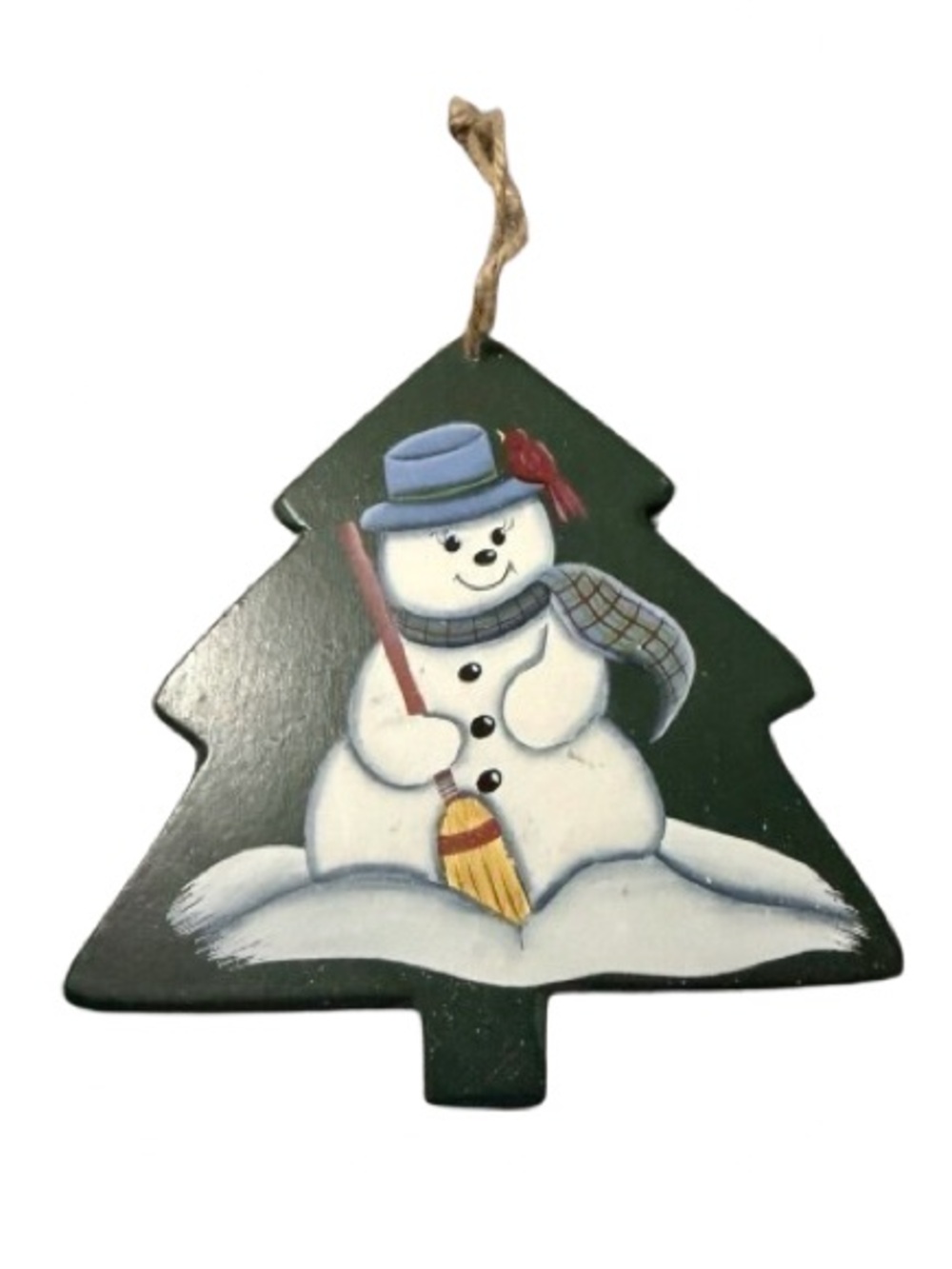 Vtg Wooden Reversible Christmas Decoration Santa Snowman Tree Holiday Decor 6”
